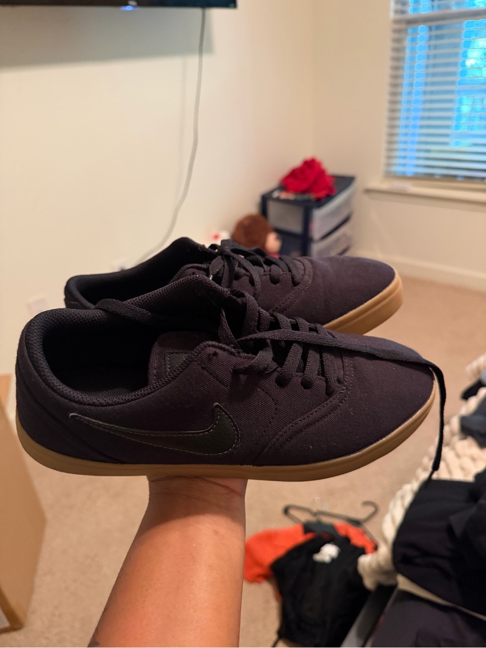 Nike Men’s Black Canvas Sneakers with Gum-Color Sole also kid size 7